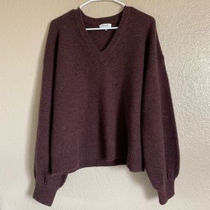 NWOT Madewell Cashmere VNeck Bubble-Sleeve Sweater